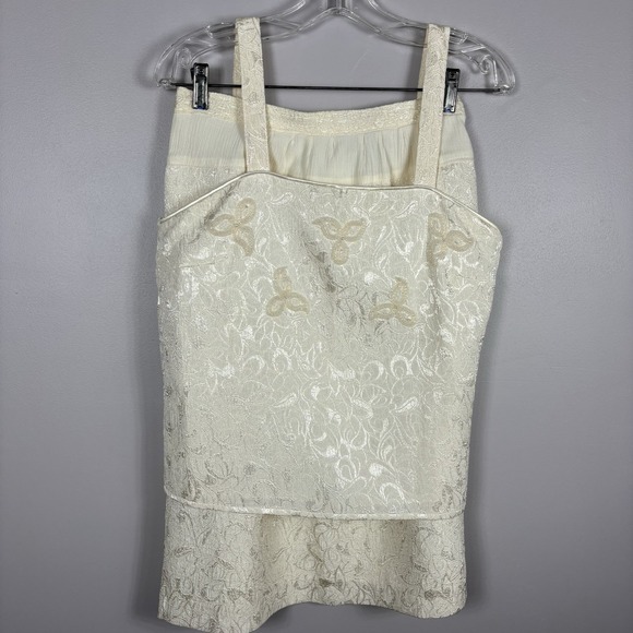 Nolan Miller Dresses & Skirts - Nolan Miller 8 Ivory Cream Two Piece Pencil Skirt Strap Top Bridal Set VTG